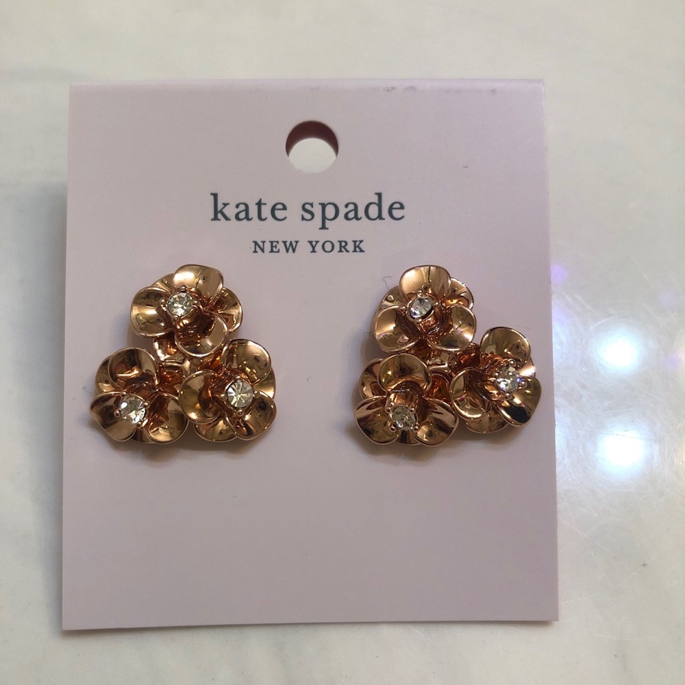 Kate Spade Shine On Rose Gold Tone Flower Cluster Stud Earrings NWT